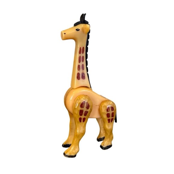 Vintage Jointed  Fisher Price Toy Figurine Giraffe Made in Hong Kong 5 1/4" tall - Picture 1 of 10